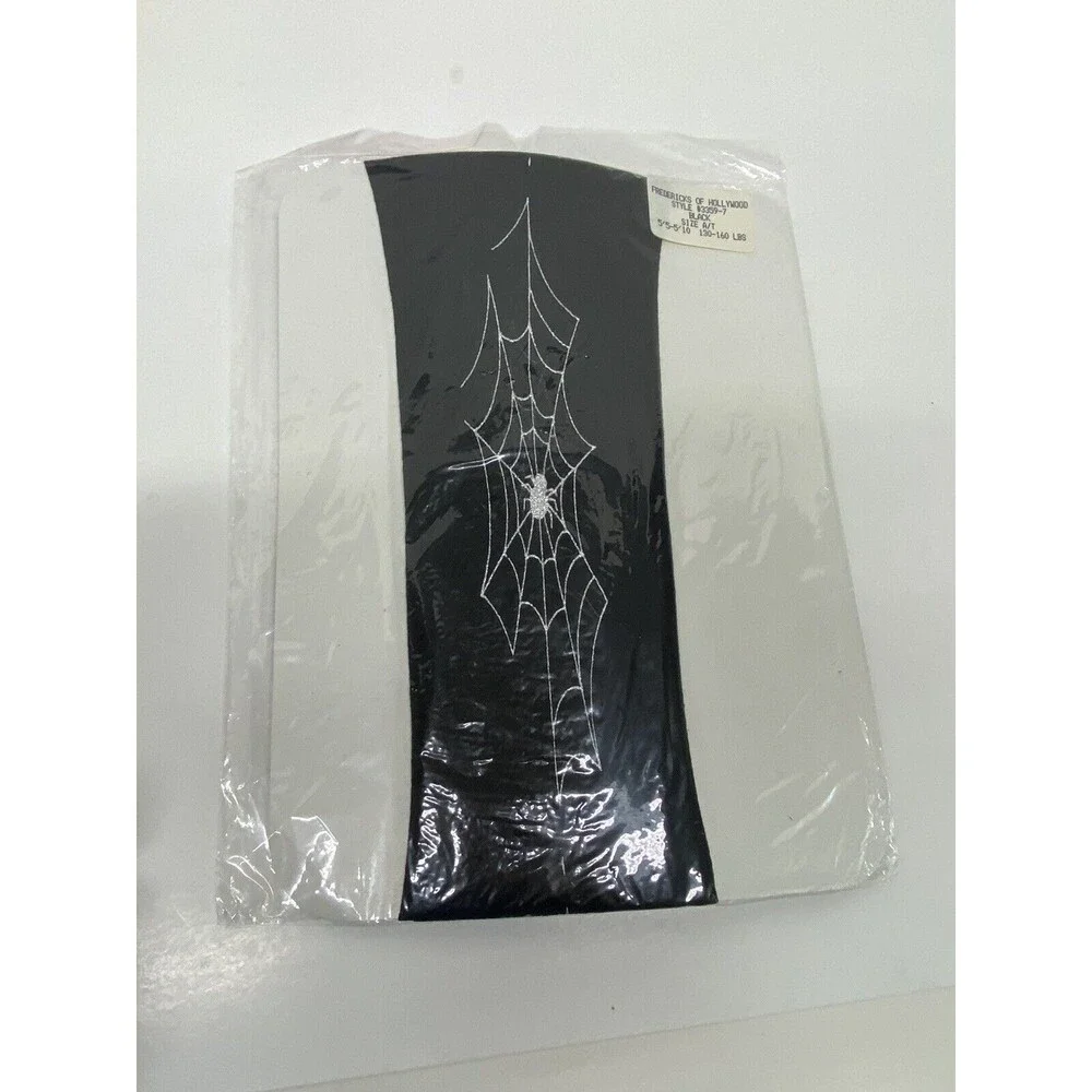 Fredricks of Hollywood Black Pantyhose w/ silver spider & web unopened Gothic